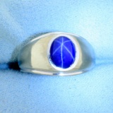 1.5ct Star Sapphire Solitaire Ring In 10k White Gold