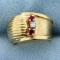 Unique Ruby And Diamond Ring In 14k Yellow Gold