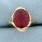 Antique 5ct Lab Ruby Solitaire Ring In 10k Yellow Gold