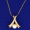 Cultured Pearl And Diamond Necklace In 14k Yellow Gold