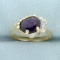 Vintage Amethyst And Diamond Ring In 14k Yellow Gold