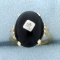 Antique Onyx And Diamond Ring In 10k Yellow Gold