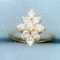 1ct Tw White Sapphire Cluster Ring In 14k Yellow Gold