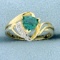 Trillion Cut Lab Emerald And Diamond Ring In 10k Yellow Gold