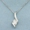 Sirena Designer Solitaire 1/4ct Diamond Pendant With Chain In 14k White Gold