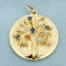 Sapphire And Pearl Tree Pendant In 14k Yellow Gold