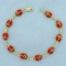 Italian Made Enamel Ladybug Bracelet In 14k Yellow Gold