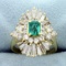 Vintage 3.5ct Tw Emerald And Diamond Ring In 14k Yellow Gold
