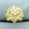 Pearl Leaf Design Ring In 18k Yellow Gold