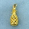 3d Pineapple Charm Or Pendant In 14k Yellow Gold