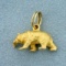 3d Bear With Salmon Pendant Or Charm In 14k Yellow Gold