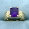 3ct Amethyst Solitaire Ring In 10k Yellow Gold