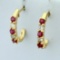 1/3ct Tw Ruby And Diamond Half Hoop Earrings In 14k Yellow Gold