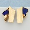 Hand Crafted Lapis Earrings In 14k Yellow Gold