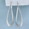 Italian Made Elongated Twisting Hoop Earrings In 14k White Gold