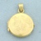 Italian Made Vintage Etched Locket Pendant In 14k Yellow Gold