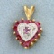 Pink Sapphire And Diamond Heart Pendant In 14k Yellow Gold