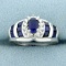 1ct Tw Lab Sapphire And Diamond Ring In 10k White Gold