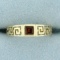 Greek Key Design Garnet Ring In 10k Yellow Gold