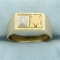Mens Diamond M Monogram Ring In 10k Yellow Gold