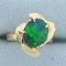 Black Opal Doublet Solitaire Ring In 14k Yellow Gold