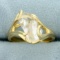 Unique White Sapphire Solitaire Ring In 14k Yellow Gold