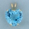 15ct Swiss Blue Topaz Heart Pendant In 14k Yellow Gold