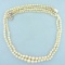 Vintage Graduated Pearl Double Strand Necklace With 14k White Gold Clasp