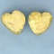 Hand Crafted Hammered Design Heart Statement Earrings In 18k Yellow Gold