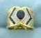 Designer Natural Sapphire And Diamond Ring In 18k Yellow Gold