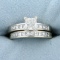 2ct Tw Princess Cut Diamond Engagement Ring And Wedding Band Set In 14k White Gold