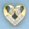 1ct Tw Princess And Baguette Diamond Heart Pendant Or Slide In 14k Yellow Gold