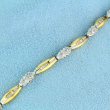 1ct Tw Round And Baguette Diamond Tennis Bracelet In 10k Yellow And White Gold