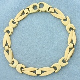 7 Inch Italian Made Designer Link Bracelet In 14k Yellow Gold