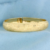 Sandblast Design Bangle Bracelet In 14k Yellow Gold