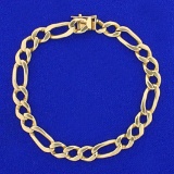 Heavy Figaro Link Bracelet In 14k Yellow Gold