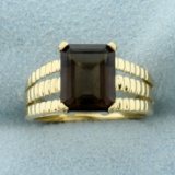 4ct Smoky Topaz Solitaire Ring In 14k Yellow Gold