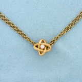 Vintage Opal Cosmic Design Cable Chain Necklace In 14k Yellow Gold