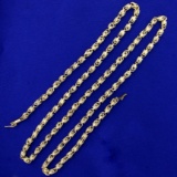 30 Inch 3-d Designer Link Chain Necklace In 14k Yellow Gold