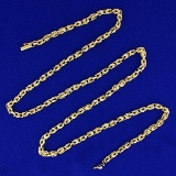 22 Inch Designer 3d Link Chain Necklace In 14k Yellow Gold