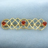 Art Deco Geometric Garnet Pin In 14k Yellow Gold