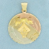 Madonna Of The Rosary Or Virgin Mary Religious Pendant In 10k Yellow Gold, White, And Rose Gold