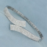 4ct Tw Diamond Bypass Style Bangle Bracelet In 14k White Gold
