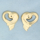 Unique Heart Stud Earring Jackets In 14k Yellow Gold