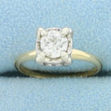 Antique 3/4ct Solitaire Old European Cut Diamond Ring In 14k Yellow And White Gold