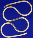 Heavy Italian Made 30 1/2 Inch Herringbone Chain Necklace In 14k Yellow Gold