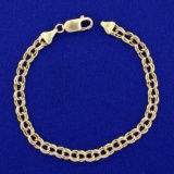 Double Ring Charm Bracelet In 14k Yellow Gold