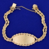 8 Inch Engravable Rope Style Id Bracelet In 14k Yellow Gold