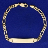 Figaro Link Id Bracelet In 14k Yellow Gold
