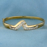 1/2ct Tw Diamond Bangle Bracelet In 14k Yellow And White Gold